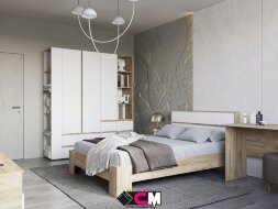 Шкаф 2х створчатый Хелен ШК 01, крафт золотой - белый шагрень